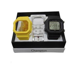 Relógio Unissex Champion Digital CP40180X - Troca Pulseira - Preto/Amarelo
