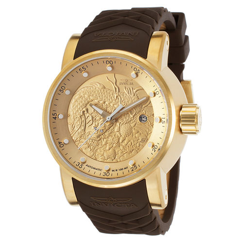 Relógio Yakuza Automatico 12790 Dourado Marrom Masculino
