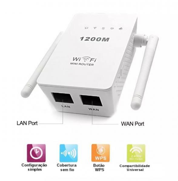 Repetidor de Sinal Wifi Wireless Roteador 2 Antenas 1200mbps - Importado