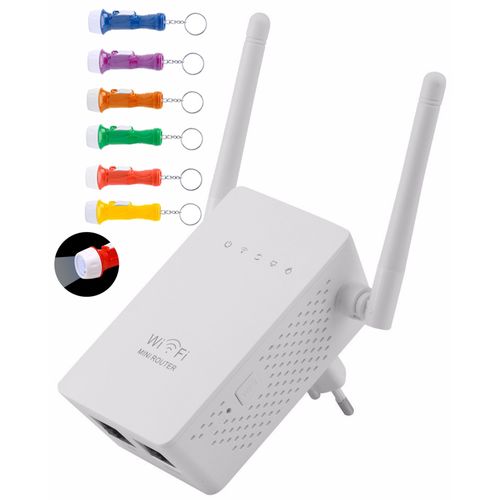 Tudo sobre 'Repetidor Expansor de Sinal Wifi Wireless Turbo 2 Antenas 300 Mbps Acompanha um Chaveiro Lanterna'