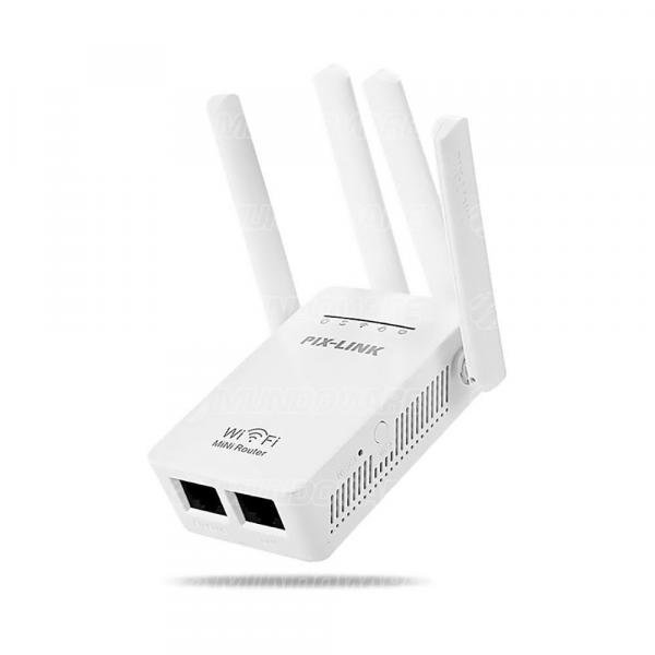 Repetidor Wireless 4 Antenas Externas 300Mbps Wi-Fi AP de Parede Branco Pix-Link LV-WR09
