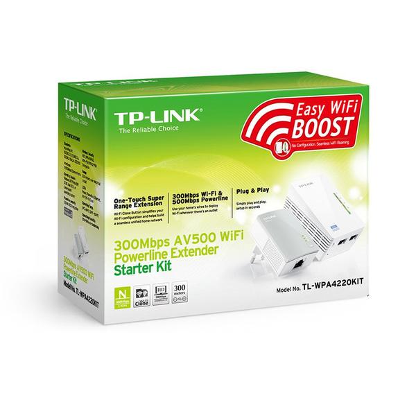 Repetidor Wireless (Powerline) - TP-Link N300 (AV500) - Branco - TL-WPA4220KIT