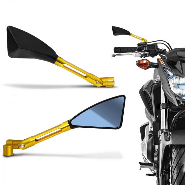 Tudo sobre 'Retrovisor Moto Esportivo Similar Rizoma Tomok Dourado Todo em Aluminio Par - St'