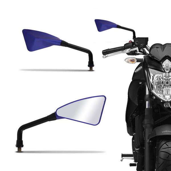 Retrovisor Moto Esportivo Similar Rizoma Tomok Rosca Universal Yamaha Azul em Aço Par - Awa
