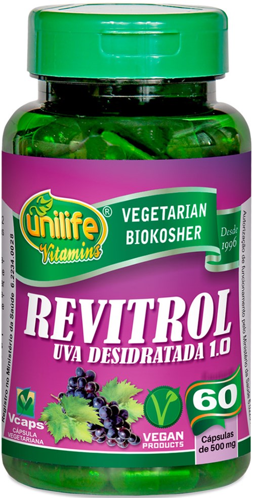 Revitrol Resveratrol Uva Unilife 60 Capsulas 500mg