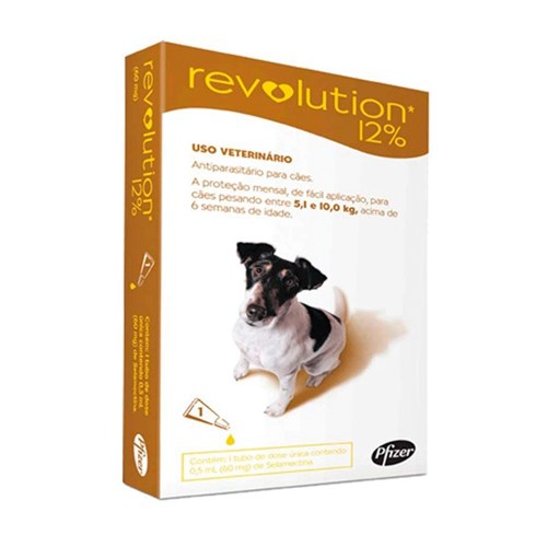Revolution 12% para Cães Entre 5,1 e 10,0 Kg 0,50ml - Zoetis