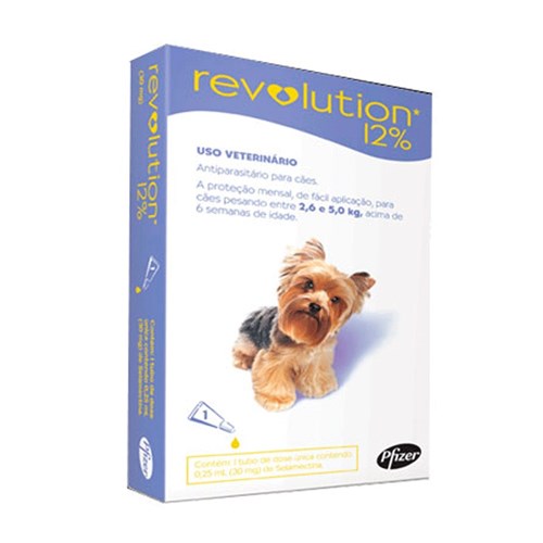 Revolution 12% para Cães Entre 2,6 e 5,0 Kg 0,25ml - Zoetis