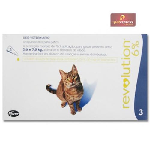 Revolution 6% Gatos de 2,5 a 7,5 Kg Caixa com 3 Unidades