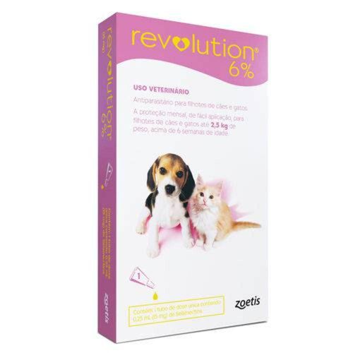 Revolution 6% para Cães e Gatos Até 2,5kg - 0,25ml - 1 Pip Rosa
