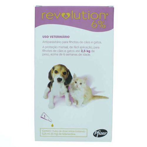 Revolution Pfizer 6% 0.25ml para Filhotes de Cães e Gatos de Até 2,5kg - 1 Bisnaga