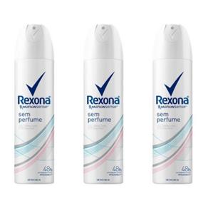 Rexona Desodorante Aerosol Feminino se Perfume 90g - Kit com 03