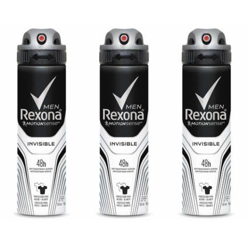 Rexona Invisible Desodorante Aerosol Masculino 90g (kit C/03)
