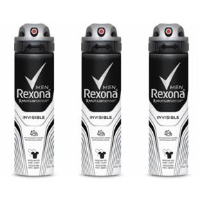Rexona Invisible Desodorante Aerosol Masculino 90g - Kit com 03