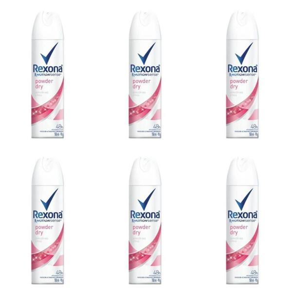 Rexona Powder Dry Desodorante Aerosol Feminino 90g (Kit C/06)