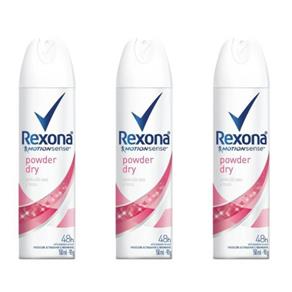 Rexona Powder Dry Desodorante Aerosol Feminino 90g - Kit com 03
