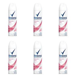 Rexona Powder Dry Desodorante Aerosol Feminino 90g - Kit com 06