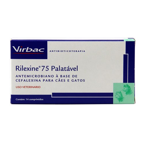 Rilexine 75mg 14 Comprimidos Virbac Antibiótico Cães e Gatos