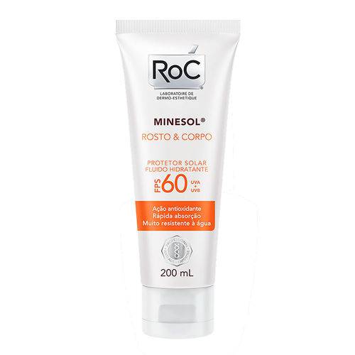 Roc Minesol Rosto & Corpo Protetor Solar Fluido Hidratante Fps60 200ml