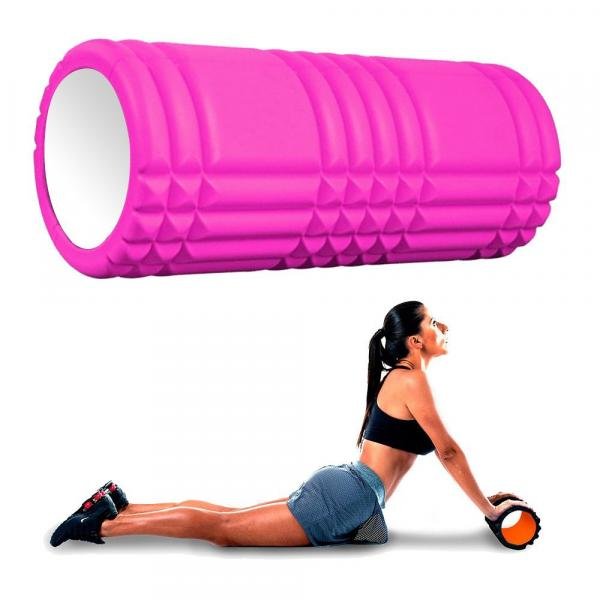 Rolo Miofascial Pilates Massagem Liberaçao Roller Foam Yoga Rosa - Braslu