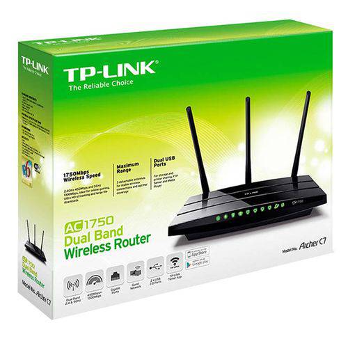 Roteador Wireless Tp-Link Archer C7, Dual Band, 3 Antenas Destacáveis, 4 Portas Lan e Protocolo IPv6