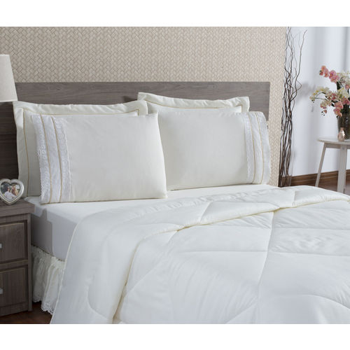 Roupa de Cama Casal Queen Luna Microfibra 03 Peças - Palha