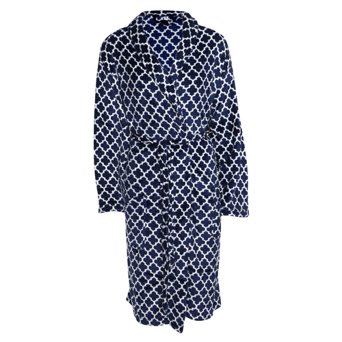 Roupão Corttex Home Design Flannel Estampado Clover G Azul/Branco