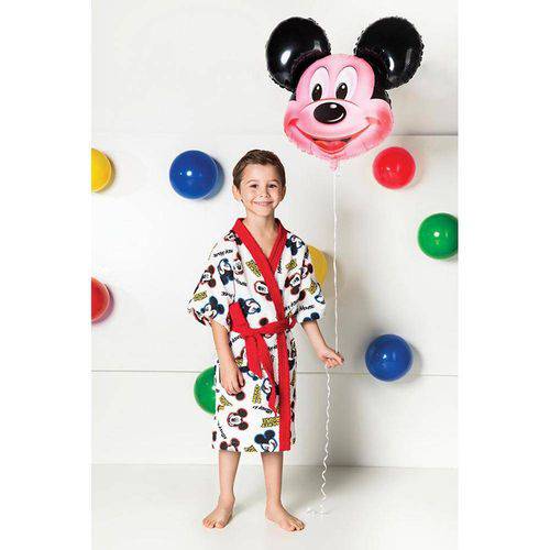 Tamanhos, Medidas e Dimensões do produto Roupão Felpudo Infantil Quimono Estampado Mickey P com 1 Peça