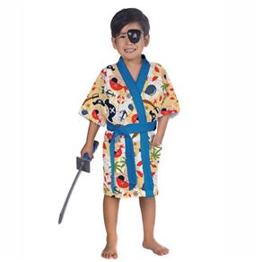 Roupão Infantil Felpudo Kimono Pirata - 1038 - PP - AZUL DOCE