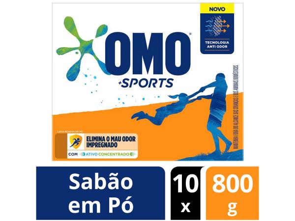 Sabão em Pó Omo Sports - 800g - 10 Unidades