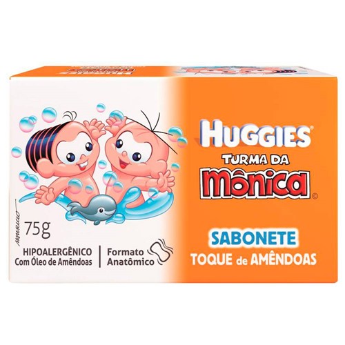 Sabonete Barra Huggies Turma da Mônica com Toque de Amêndoas 75g