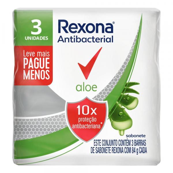 Sabonete em Barra Rexona Antibacteriano Aloe 84g - 3un