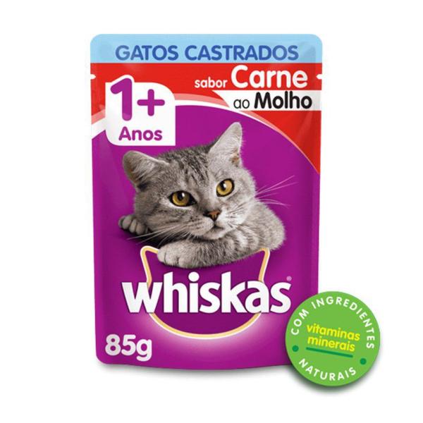 Sache Whiskas 1+ Adulto Gatos Castrados Carne 85g