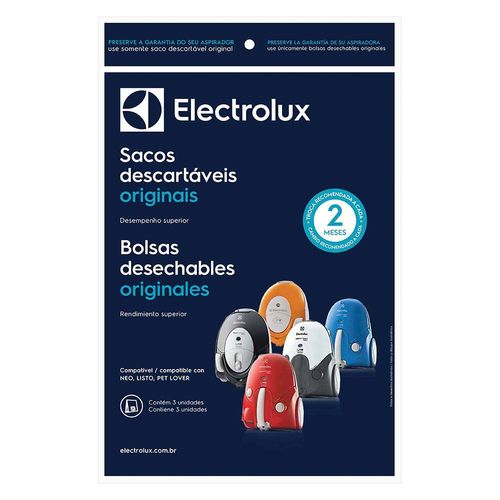 Saco Descartavel Kit C/3 para Aspirador Electrolux Neo Listro e Pet Lover Sbene - DT30APBR001