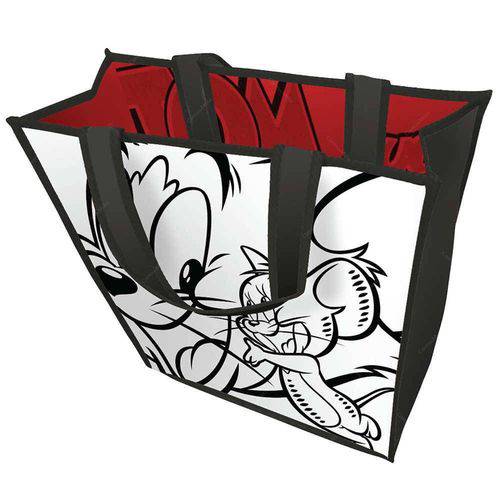 Sacola Hanna Barbera Tom And Jerry Happy Mouse Cinza em Polipropileno - Urban - 40x15 Cm