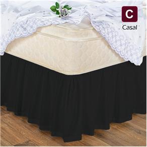 Saia Box Cama Casal com Elástico Preta - PRETO