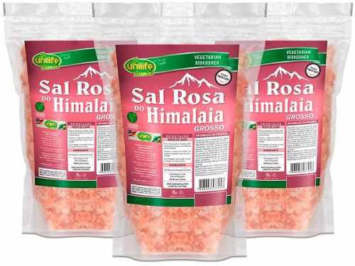 Sal Rosa do Himalaia Grosso 3 X 1kg Original - Unilife
