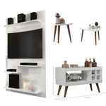 Sala Completa Painel para Tv Pallazio, Aparador Laguna e Kit Mesa Valentina - Branco