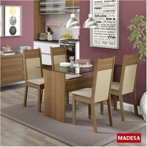 Sala de Jantar Marina - Conjunto de Mesa com 4 Cadeiras 4590 - Marrom Chocolate
