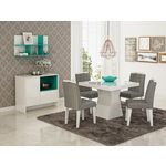 Sala de Jantar Olivia 100x100 com 4 Cadeiras Elisa Branco/platina - Cimol