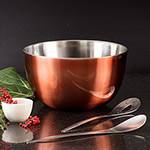Tudo sobre 'Saladeira Copper em Aço Inox com 2 Talheres de Servir - La Cuisine'