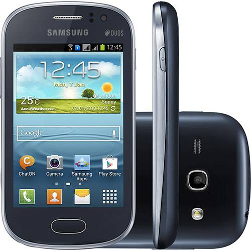 Smartphone Samsung Galaxy Fame Duos Dual Chip Desbloqueado Android 4.1 Tela 3.5" 3G Wi-Fi Câmera 5 MP - Grafite