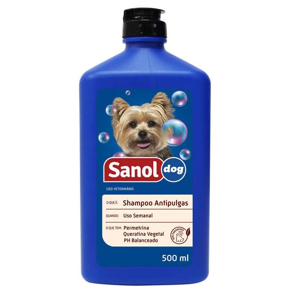 SANOL SHAMPOO ANTIPULGAS - Frasco com 500ml - Sanol Dog