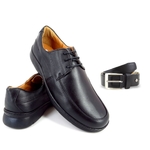 Sapato Conforto + Cinto de Couro Preto Enviamix Masculino