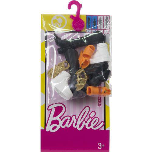 Tudo sobre 'Sapatos Barbie Fab 5 Pares Preto, Laranja, Branco Cmr78 - Mattel'