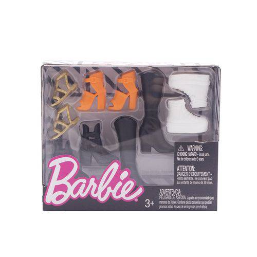 Sapatos Barbie FAB FXG59 Preto, Branco, Laranja e Dourado - Mattel