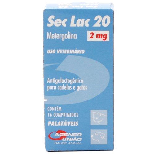 Sec Lac 20 2mg para Cadelas e Gatas Uso Veterinário com 16 Comprimidos