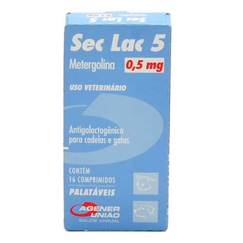 Sec Lac 5 0,5mg para Cadelas e Gatas Uso Veterinário com 16 Comprimidos