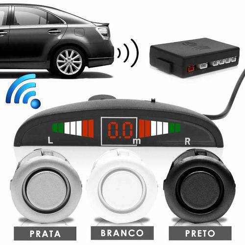 Sensor de Estacionamento Wireless 4 Pontos Display LED Sinal Sonoro Preto Prata ou Branco