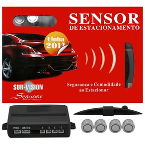 Sensor P/ Estacionar Sur-Vision C/ 4 Sensores Sonoros e Visor 6509 - Prata