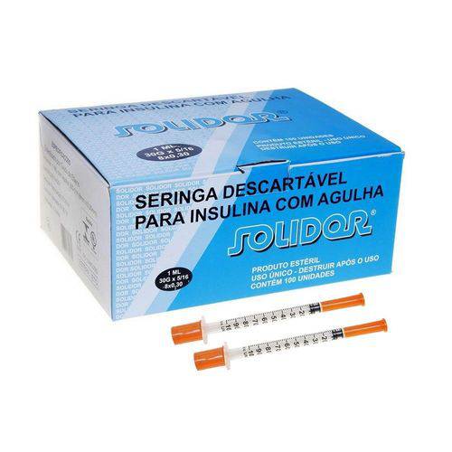 Tudo sobre 'Seringa Insulina 1ml com Agulha 8 X 0,30 Mm (30g 5/16) Caixa C/100un - Solidor'